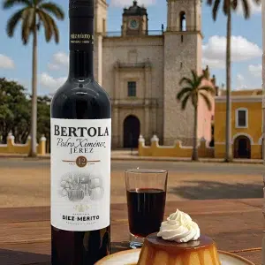 Disfrutando Pedro Ximenez Sherry Bertola en Valladolid, Yucatán