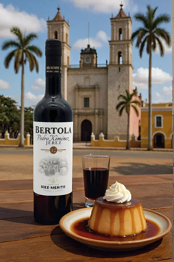 Disfrutando Pedro Ximenez Sherry Bertola en Valladolid, Yucatán