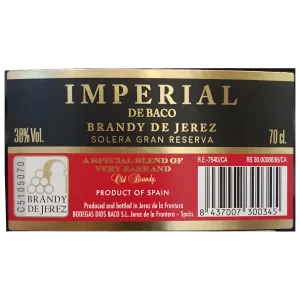 Etiqueta imperial de Baco XO