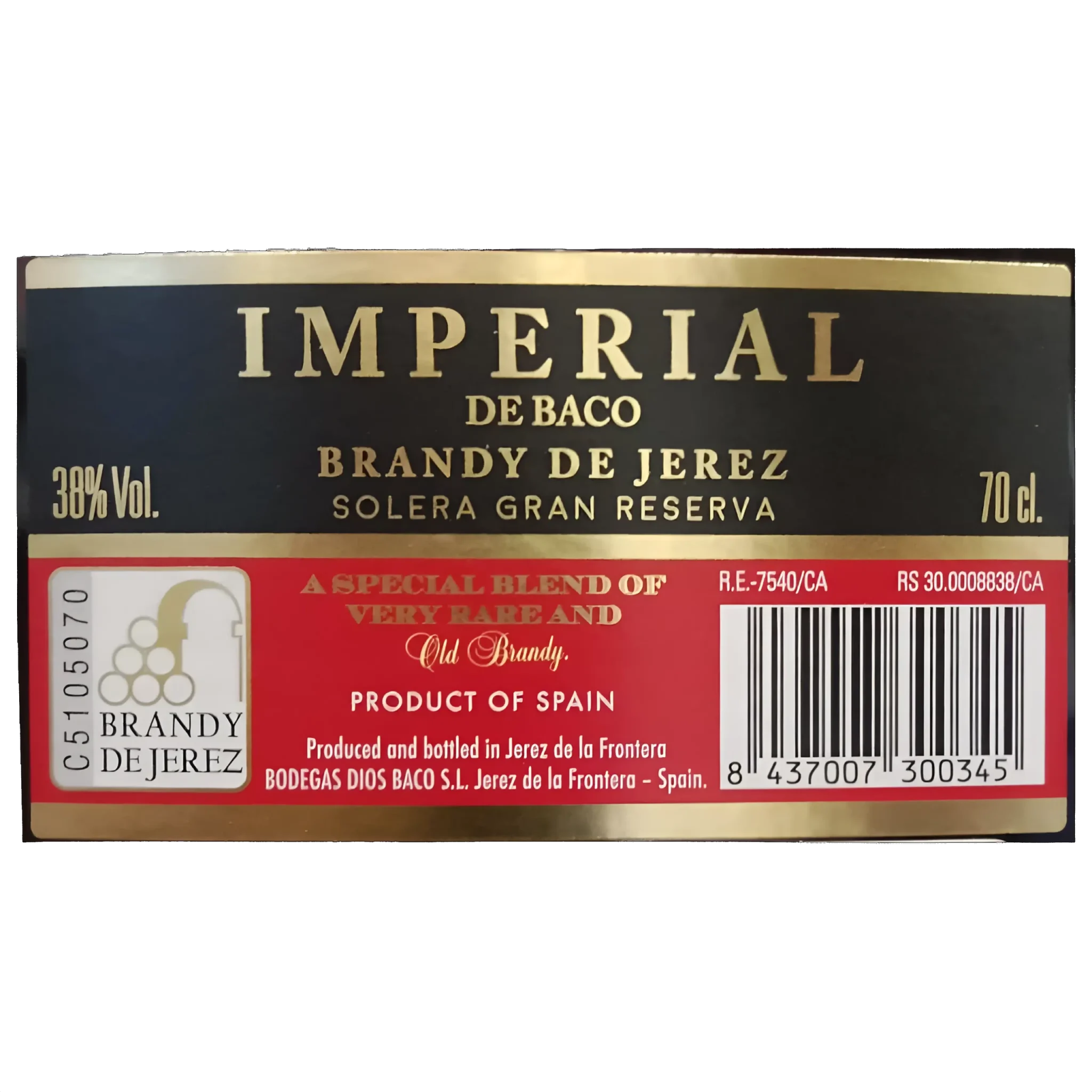 Etiqueta imperial de Baco XO