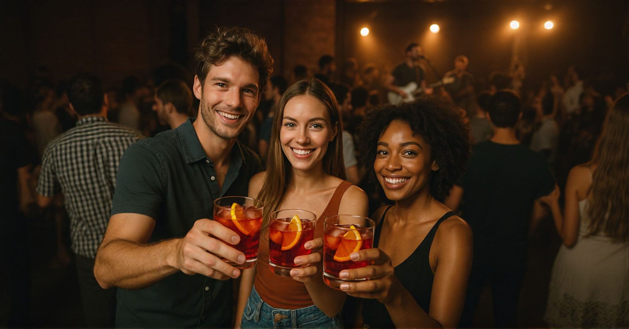 jovenes tomando negroni