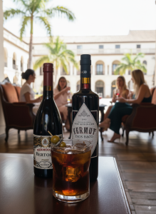 consumiendo vermut al aire libre.