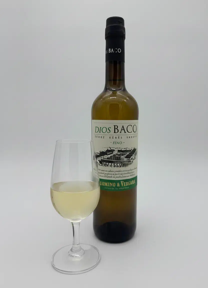 Fino Dios Baco y copa de fino